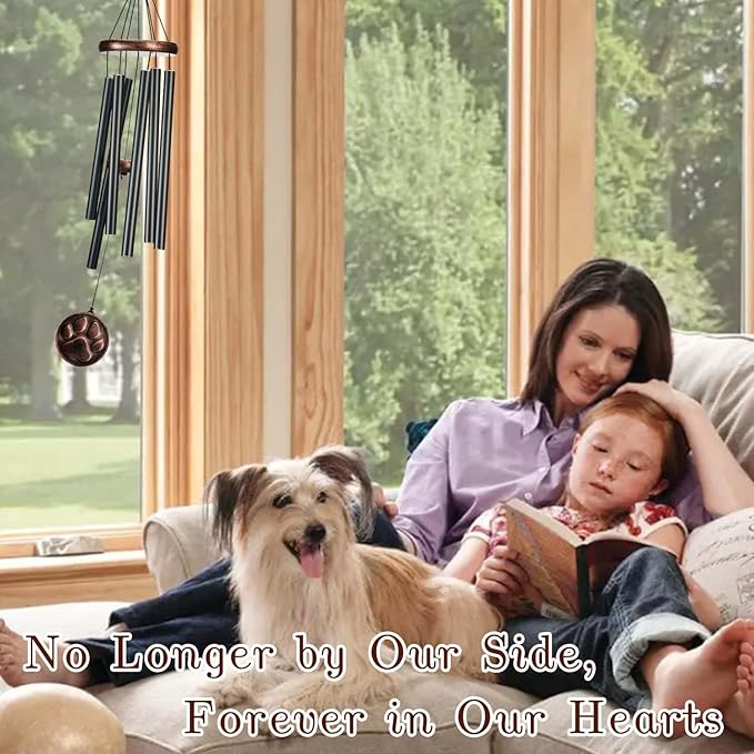 Dog Memorial Gifts, 32" Pet Memorial Wind Chimes for Loss of Dogs, Pet Loss Passing Away Remembrance Sympathy Bereavement Gift, DogPaw Vintage Wind Chime for Outside (DIY 32" Pet Memorial)