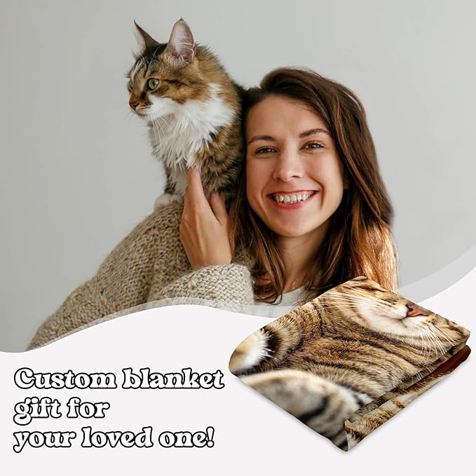 Personalized Pet Memorial Throw Blanket with Photo-Pet Memorial Gifts for Dogs Cats Loss of Dog Sympathy Gift Bereavement Remembrance Passing Away Gifts (Just for Cat)