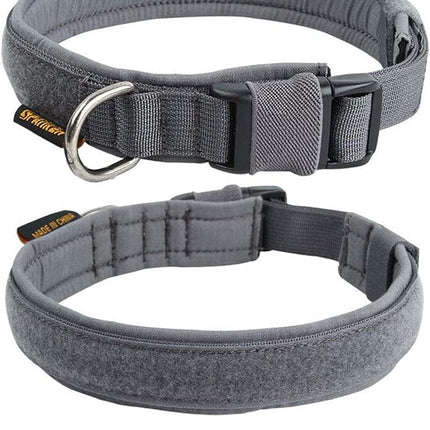 EXCELLENT ELITE SPANKER Tactical Small Puppy Dog Collar Nylon Adjustable Heavy Duty Military for Small Medium and Large Dogs Pet Soft Padded Dog Collar(Grey-S)