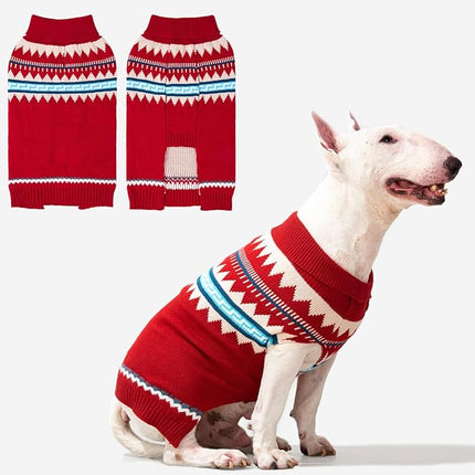 BINGPET Dog Sweater,Elastic Medium Large Dog Puppy Sweater for Dog Girls Boys,Sleeveless Turtleneck Knit Sweaters for Large Medium Dogs,Christmas Dog Sweater for Fall Winter Red,L