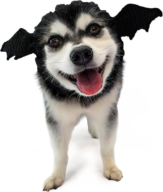 Zoo Snoods Bat Wing Dog Costume - Warm Crochet Snood Wrap for Pets, Neck Ear Cover Protection, Halloween Winter (Medium)
