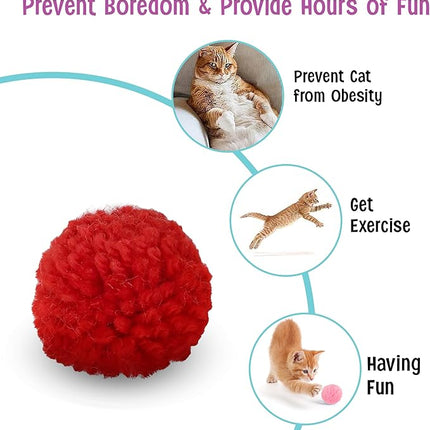 SPOT Wool Pom Poms Cat Toy - Interactive Wool Balls Cat Toy with Catnip for Cats and Kittens to Bite, Swat and Chase - 1.5 inch, 4 pcs