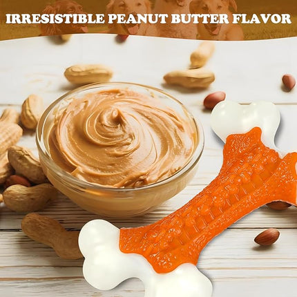 10-Pack Dog Toys for Aggressive Chewers Large Breed, Tough Bones, Nylon Puppy Teething Chew Toys Medium Dogs, Heavy Duty Peanut Butter Flavor Toys