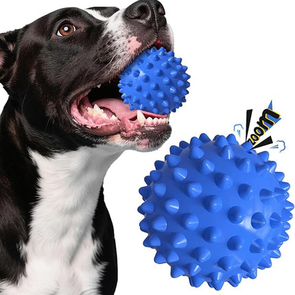 Apasiri Squeaky Ball Dog Toys for Large Dogs, Dog Toy, Indestructible Dog Balls for Aggressive Chewers, Outdoor Dog Toys, Balls for Dogs Aggressive Chewers, Bacon Flavor Floatable Ball Blue