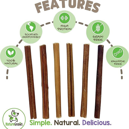 Nature Gnaws Small Bully Sticks for Dogs 5-6" (5 Count) - Long Lasting for Light Chewers and Puppies - Natural Thin Beef Dog Chew Bones - Rawhide Free