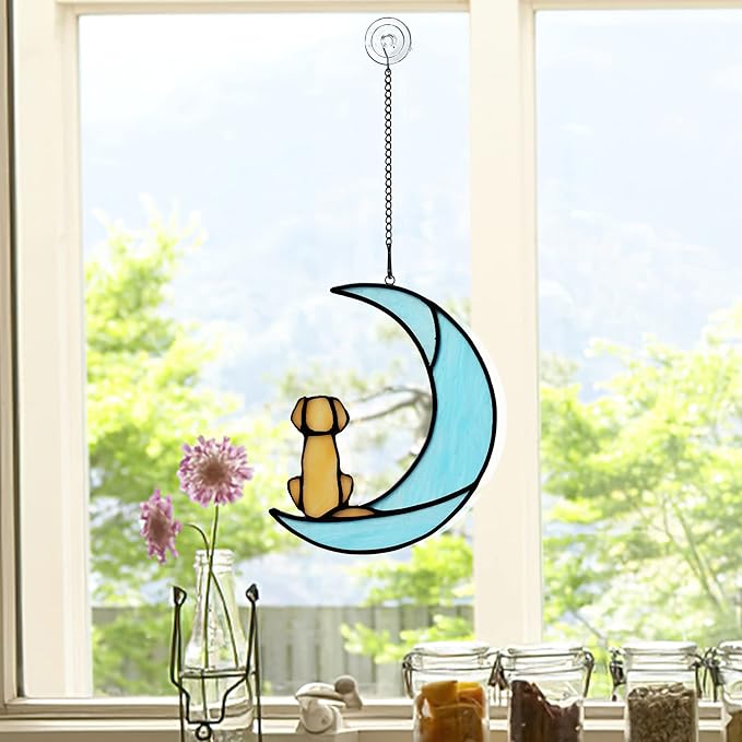 BOXCASA Dog Memorial Gifts for Stained Glass Window Hanging,Suncatcher for Window,Sympathy Gifts for Dog Lovers,Loss of Pet Sympathy Gift,Pet Memorial Gift