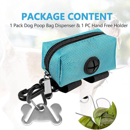 Dog Waste Bag Dispenser Pet Poop Bags Holder for Doggie Waste Bags Dispensers Soft Fabric Zipper Small Doggy Puppy Pouch for Leash Accessory Attachment with Carrier,Green