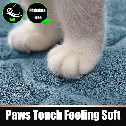 Yimobra Cat Litter Mat, 47"x36" Litter Box Mat with Litter Lock Mesh, Soft Cat Litter Mat Litter Trapping Mat, Easy to Clean, Non-Slip, Water Resistant, Litter Free Floors, Tea Blue