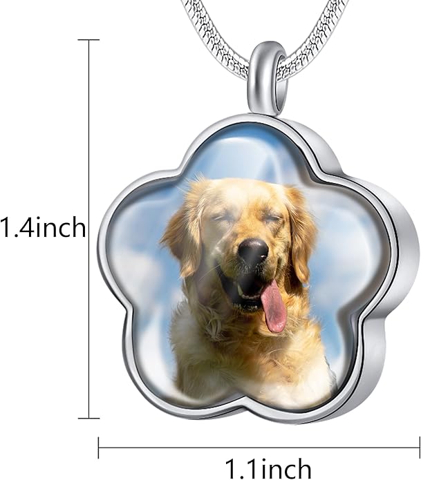 Farfume Personalized Pet Urn Necklace for Dog Cat Ashes Cremation Pet Memorial Customized Photo Text Engraving Pendant Keepsake Funeral Jewelry