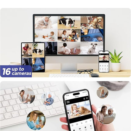 Hugolog 3K 5MP Indoor Pan/Tilt Security Camera with Auto-Focus(2pcs),Ideal for Baby Monitor/Pet Camera/Home Security,Starlight Color Night Vision,Human/Pet AI,Noise Reduction,US Cloud,Works with Alexa