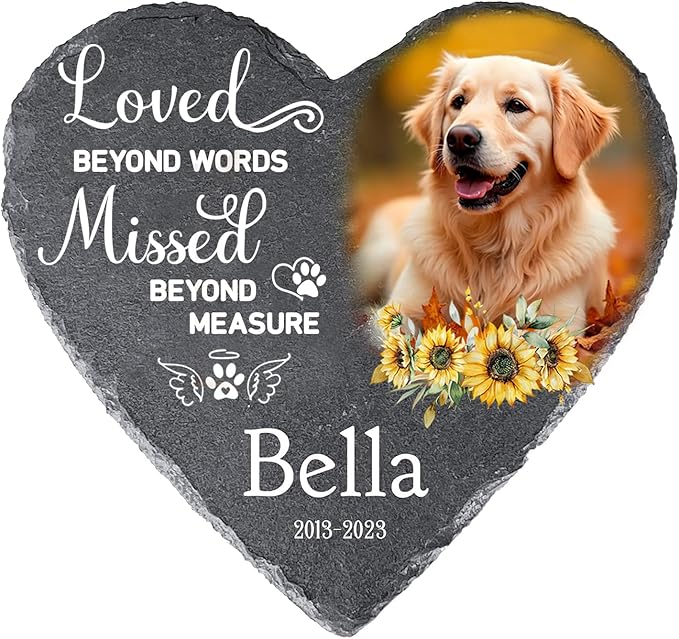 Gabita Dog Memorial Stone Custom with photo Name and Years, Pet Memorial Gifts for loss of Dogs, Personalized Pet Grave Markers Headstone Cemetery Decorations for Dog