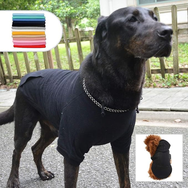 Lovelonglong Blank Basic Hoodie Sweatshirt for Dogs 100% Cotton Fits Small Medium Dachshund Large Dog Black 4XL