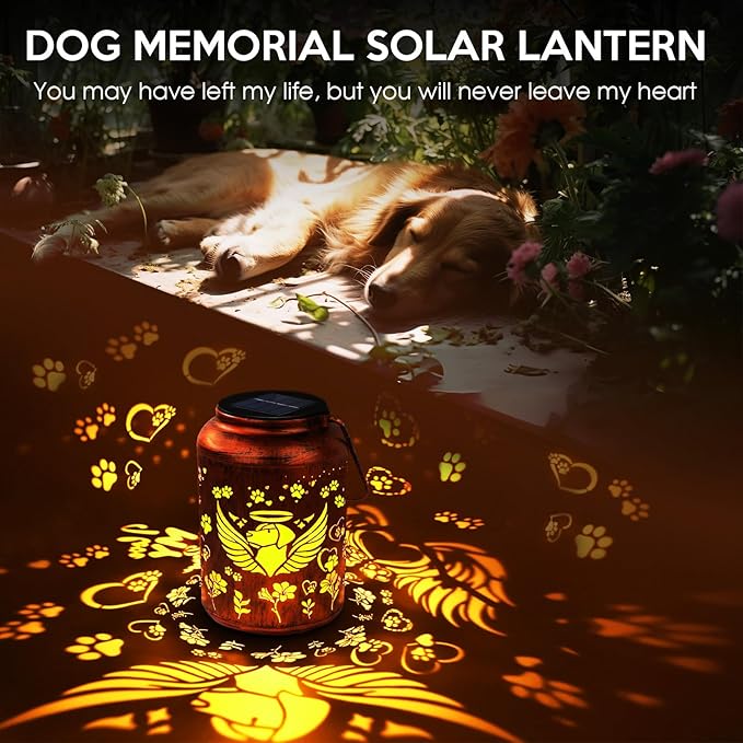 Dog Memorial Solar Lanterns, Thoughtful Angel Paw Memorial Gifts for Loss of Dog, Pet Sympathy Passing Away Remembrance Bereavement Gift for Outdoor Pet Death Memorials Funerary Garden Grave