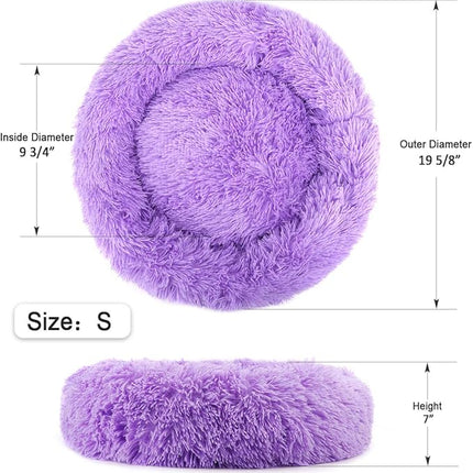 NOYAL Calming Dog Bed Donut Anti Anxiety Fluffy Dog Bed for Small Medium Dog and Cat