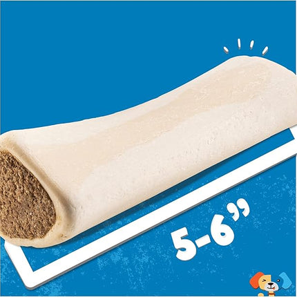 Jack&Pup 5-6" Filled Dog Bones for Large Dogs, Flavored Shin Dog Bones Long Lasting, Stuffed Bone for Dogs, High Protein, Peanut Butter Flavor - 3 Pack