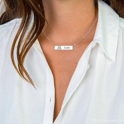 LONAGO 925 Sterling Silver Custom Dog Cat Portrait Photo Necklace Personalized Pet Engraved Picture Pendant Memorial Gift Name Jewelry for Women Mom