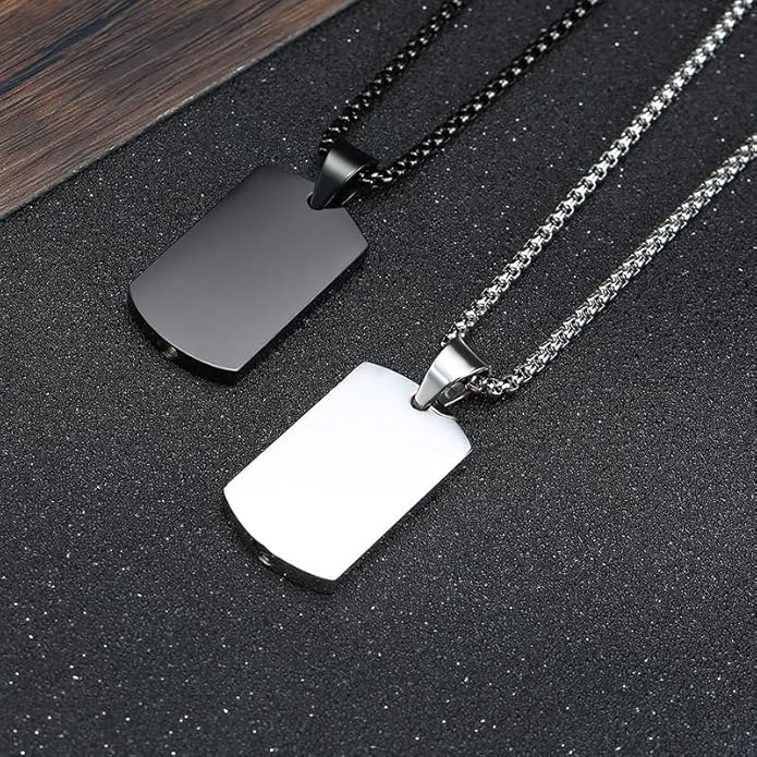 VNOX Personalized Customizable Photo Text Cremation Urn Necklace for Ashes Holder Dog Tag Pendant Family Pet Memorial Keepsake Jewelry for Men Women