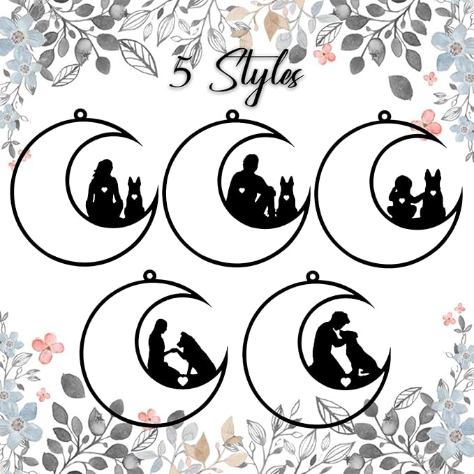 xrlsg Personalized Dog Memorial Suncatcher Custom Name Dog Breeds with People Suncatcher Ornament Loss of Dog Sympathy Gift for Dog Lover-3.93"