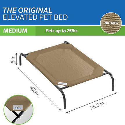 Coolaroo Original Elevated Dog Bed - Breathable Off-The-Ground Pet Bed with Cooling Fabric, Joint Relief & Moisture-Resistant Fabric, 100% Recyclable, Easy Clean, Nutmeg, Medium