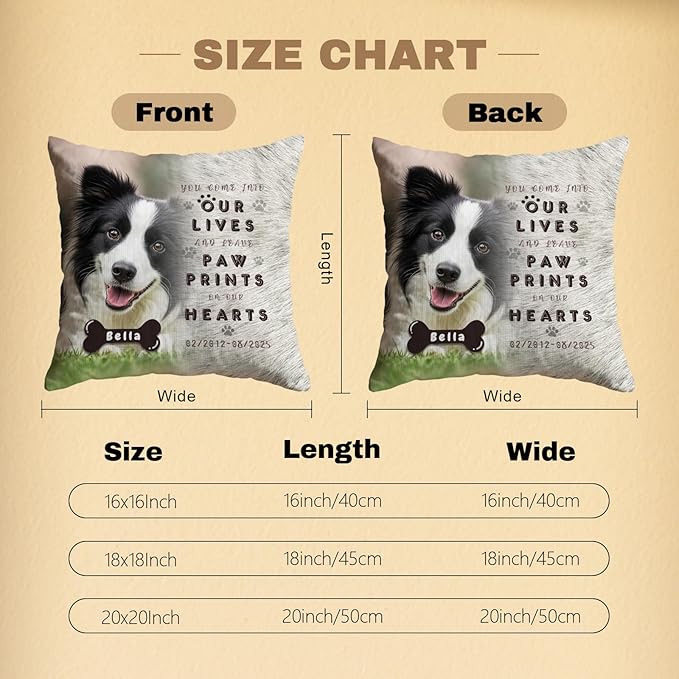 Personalized Pet Memorial Throw Pillow with Photo, Custom Pet Memorial Gifts for Dogs Cats, Loss of Dog Sympathy Gift Dog Bereavement Remembrance Picture Pillow