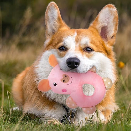 6 Pack Puppy Toys for Teething Small Dogs, Cute Pink Dog Chew Toys for Puppies, Soft Squeaky Dog Toys for Small Breed Cleaning Doggy Teeth, Outdoor Interactive Small Dog Chew Toys Set