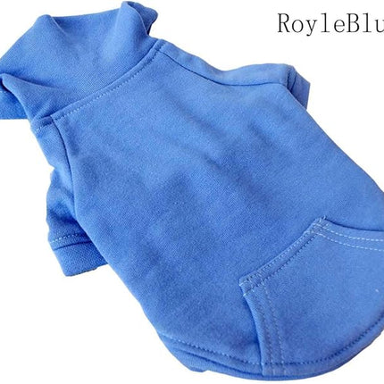Lovelonglong Blank Basic Hoodie Sweatshirt for Dogs 100% Cotton Fits Small Medium Dachshund Large Dog Royle Blue D-S