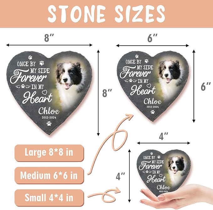Personalized Dog Memorial Stone, Pet Memorial Sympathy Gifts for Loss of Dog, Pet Passing Away Heart Shape Stone, Cat Bereavement Remembrance Gifts