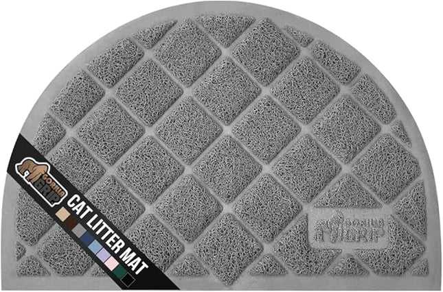 GORILLA GRIP Cat Litter Box Mat, Water Resistant, US Designed Kitty Litter Trapping Mats, Easy to Clean, Scatter Control, Less Mess and Clean Floors, Kitten Supplies for Indoor Cats, 30x20 Gray