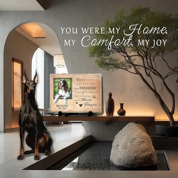 Personalized Pet Memorial Stone, Custom Dog Memorial Gifts for Loss of Dog with Photo Name Date, Dog Remembrance Gift, Loss of Dog Sympathy Gift for Dog Cat Lovers (Quote 13)