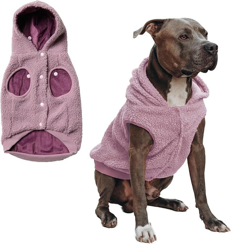 Spark Paws Fleece Dog Jacket, Hooded Sweater Vest, Warm Coat for Winter - Suitable for Small Medium Large XL XXL Breeds - Taupe - 3XL