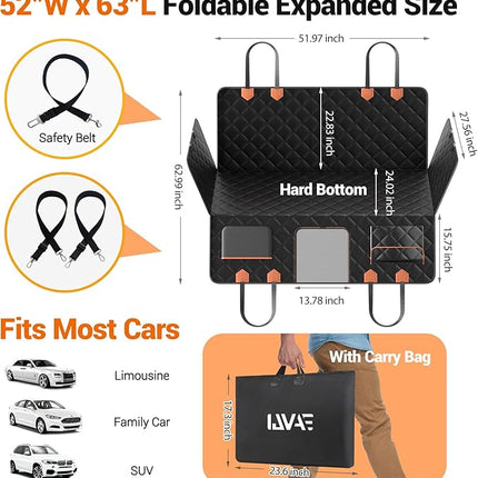 Hard Bottom Car Seat Cover for Dogs,Waterproof Dog Seat Cover for Back Seat Extender,Scratch-Proof and Anti-Slip Car Dog Hammock for Large Dogs SUV,Black(Holds 500 Lbs)