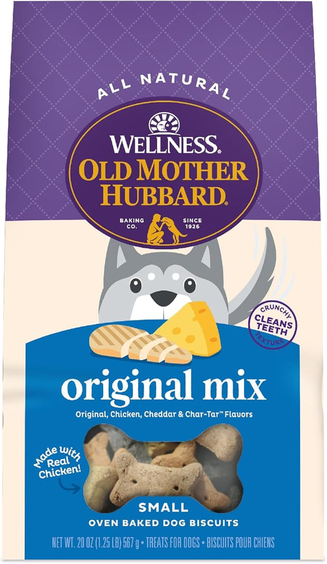 Old Mother Hubbard Wellness Original Mix Dog Biscuits, Natural, Training Treats, Four Flavors, Small Size, (20 Ounce Bag)
