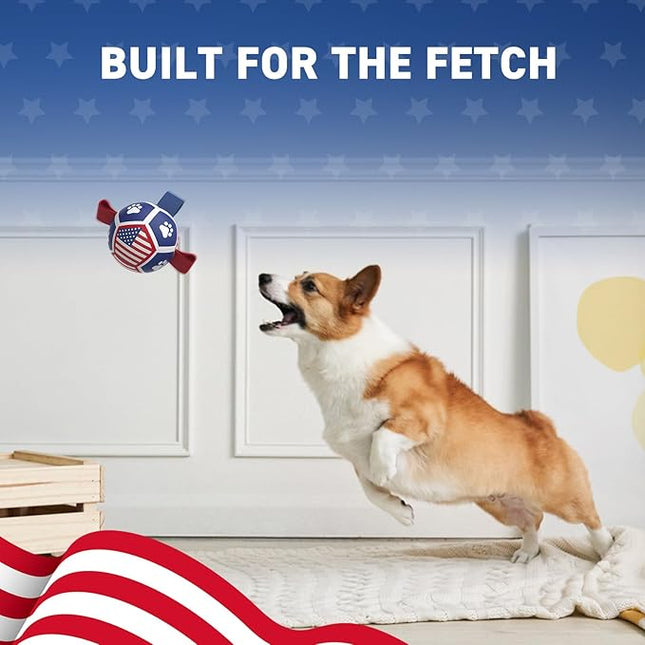 QDAN Puppy Balls, Dog Toys, Dog Balls with Straps for Small Breed, Soccer Ball for Dogs, Puppy Toys, Dog Birthday Gift (Flag, 3.5 inch)