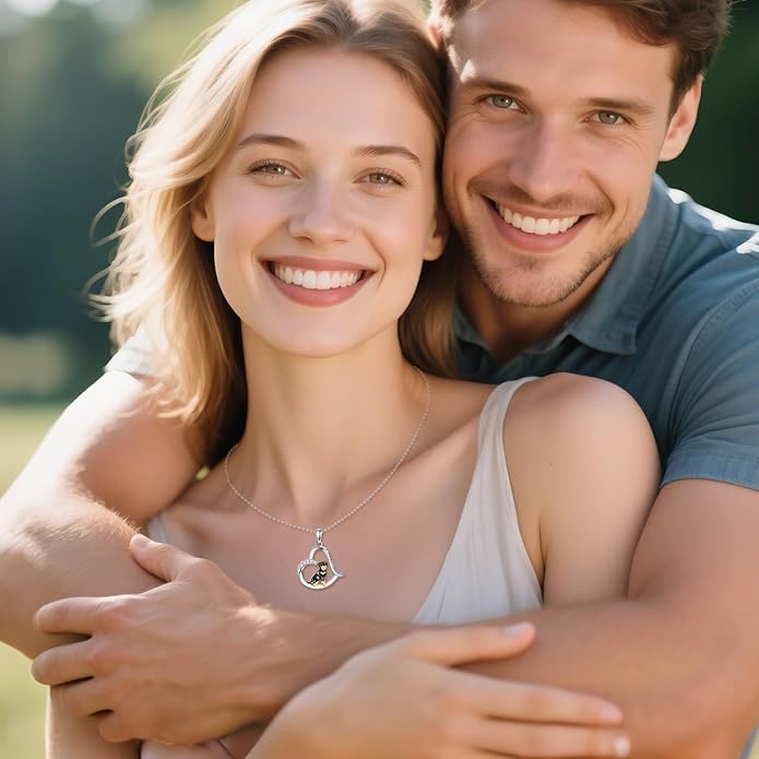 VONALA French Bulldog Guinea Pig Fox Sloth Necklace 925 Sterling Silver Cute Animal Heart Pendant Jewelry Gifts for Women