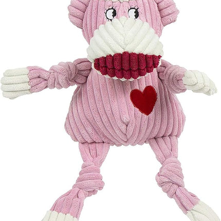 HuggleHounds Knottie Plush Dog Toy - Dog Stuffed Animal Toy, Squeaky Puppy Toys, For Small, Medium & Large Dogs, Durable Plush to Keep Them Busy - Ms Maddie Sock Monkey, Small