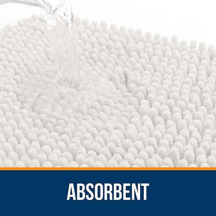 OLANLY Bathroom Rugs 47x17, Extra Soft Absorbent Chenille Bath Rugs, Rubber Backing Quick Dry, Machine Washable Bath Mats for Bathroom Floor, Tub and Shower, Home Decor Accessories, Ivory