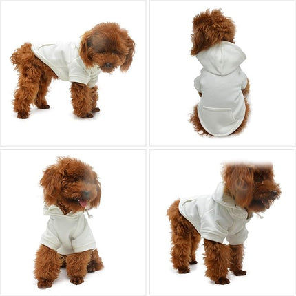 Lovelonglong Blank Basic Hoodie Sweatshirt for Dogs 100% Cotton Fits Small Medium Dachshund Large Dog Off White M