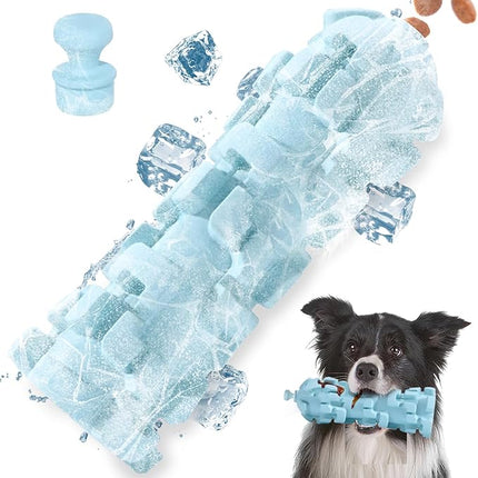 Freezable Dog Toy with 8 - Hour Cooling - Durable Chew Proof Puzzle Feeder for Large Dogs, Portable Outdoor Camping Accessories