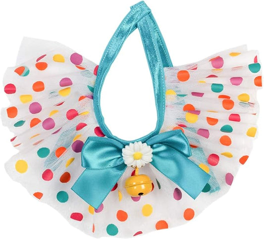 2PCS Dog Cat Collar with Bell Colored Polka Dot Daisy Pet Bib Cute Scarfs Necklace Neck Strap for Pet Costume Supplies