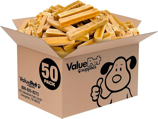 ValueBull Himalayan Yak Cheese Dog Chews, Extra Extra Large, 50 ct Wholesale Pack - Long Lasting for Aggressive Chewers, All Natural, Healthy & Safe, Low Odor Nepal Yak Milk Chews