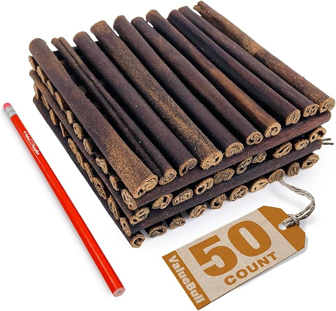 ValueBull Collagen Sticks for Small Dogs, 6 Inch Thin Chews, Natural Dog Treats, 50 Count - Supports Joints, Skin & Coat with Chondroitin & Glucosamine