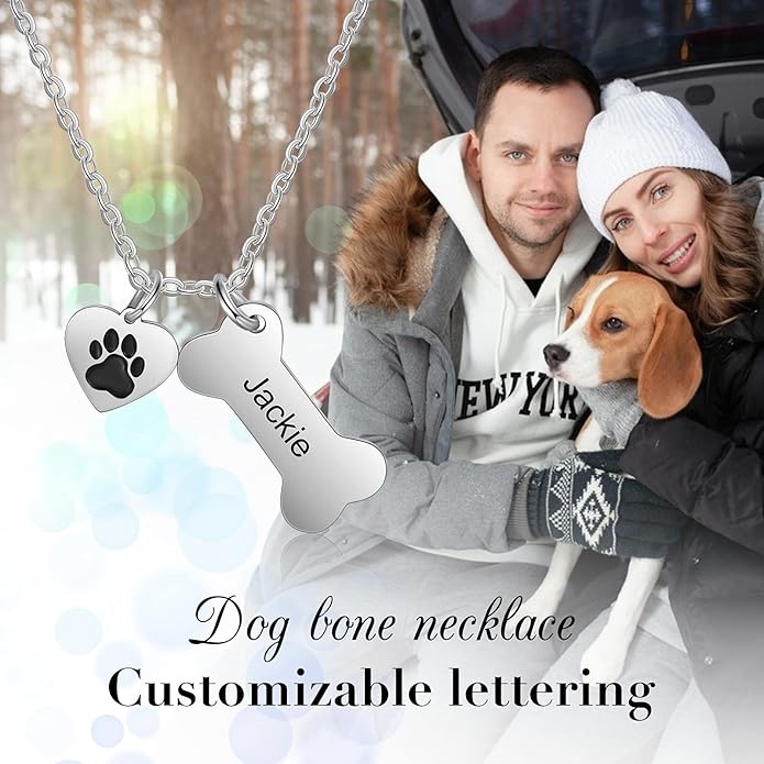 Customized Paw Print Necklace Personalized Pet Name Necklace Custom Engraved Dog Cat Paw Pendant Necklace Pet Memorial Gift for Pet Lovers