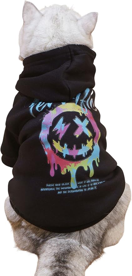 QWEEE Stylish Dog Clothes - Cat & Kitten Puppy Dog Sweatshirt - Black, Small to Large