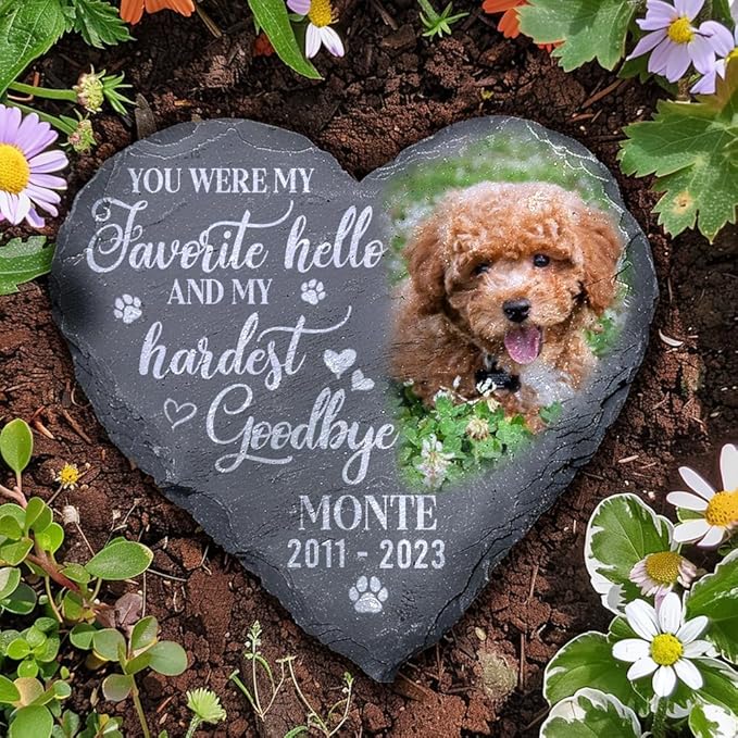 Personalized Dog Memorial Gifts for Loss of Dog, Custom Photo Pet Stone, Personalized Memorial Gifts for Pet Loss, Gift for Cat Lovers, Stones for Dogs, Cemetery Decorations for Grave Q8