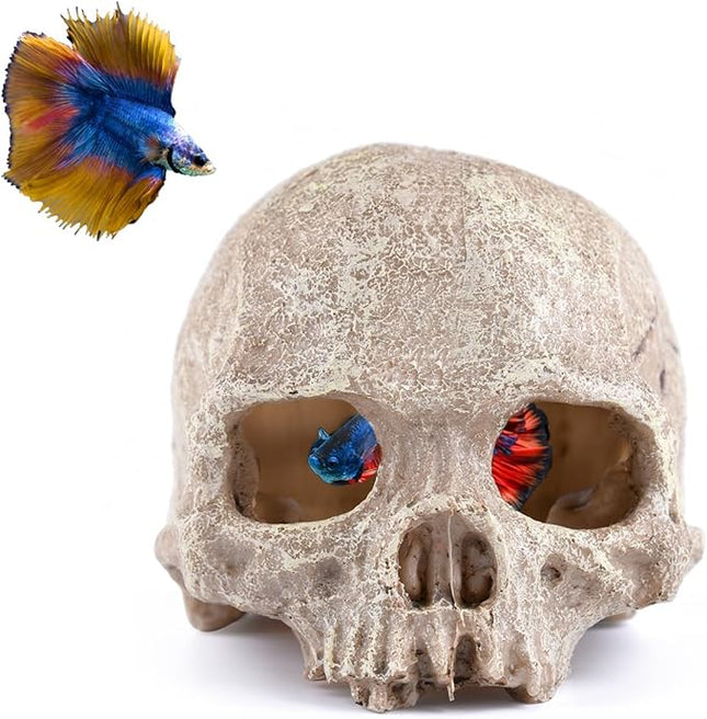 Carefree Fish Aquarium Decoration Skull Fish Tank Head Skeleton Aquarium Decorative Cave Landscape Pet Reptile House
