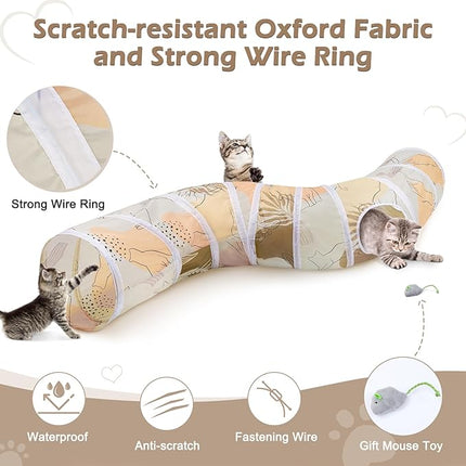 Glittme Cat Tunnel, Cat Tunnels for Indoor Cats, S-Shape Cats Cave with Cat Toys, Foldable Cat Tubes and Tunnels for Cats, Rabbit, Puppy, Guinea Pig