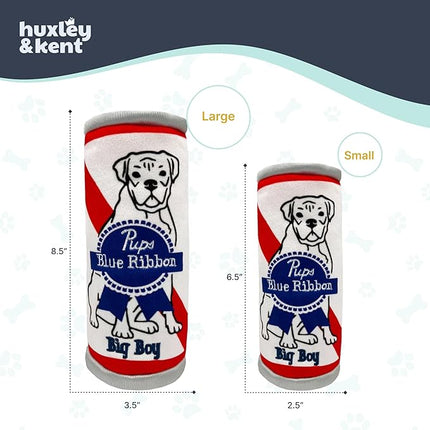 Huxley & Kent Funny Dog Toy w/Squeaker – Power Plush Squeaky Dog Toys for Small, Medium & Large Dogs – Soft Stuffed Animal for Indoor Play & Fetch - Pups Blue Ribbon, Small