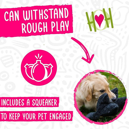 HuggleHounds Plush Dog Toy - Fuzzy Dog Toy, Soft Plush, Interactive Durable Stuffed for Small and Large Breeds with Squeaker - Squooshie Bunny
