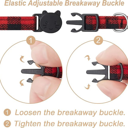 6 Pack Classic Plaid Cat Collars with Bells - Breakaway Kitten Collar and Adjustable 7-12in,Cute Kitty Collar for Girl Boy Cats,Pet Gifts,Accessories,Supplies,Stuff