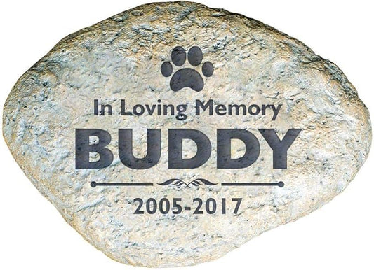 GiftsForYouNow Engraved Personalized Pet Memorial Garden Stone, 11.5" W, Durable, Waterproof, Indoor/Outdoor, Pet Sympathy Gift, Custom Dog Headstone